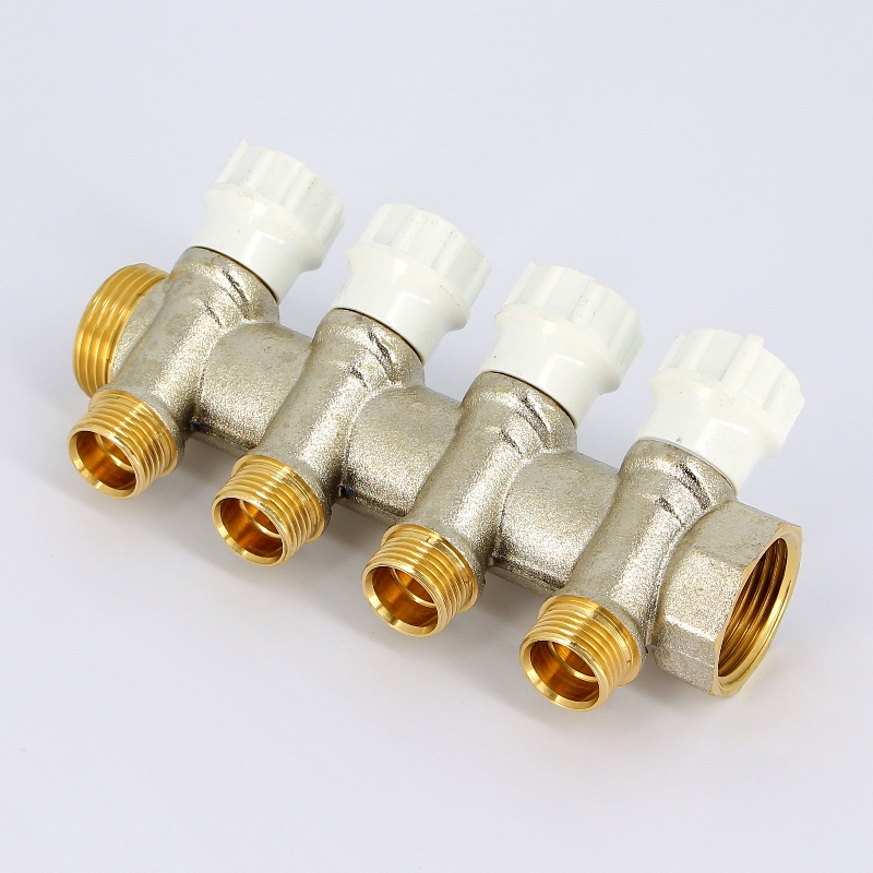 Коллектор НВ 1" с вентилями никелированный ITAP 4 выхода 1/2"Н 38мм 46514 - Вид №1