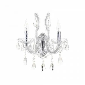 Бра хрустальное на 2 лампы хром "Лавена" 0026/2W-CR LUMIEN HALL СВЕЧА 00-3931707 Прозрачный;хром