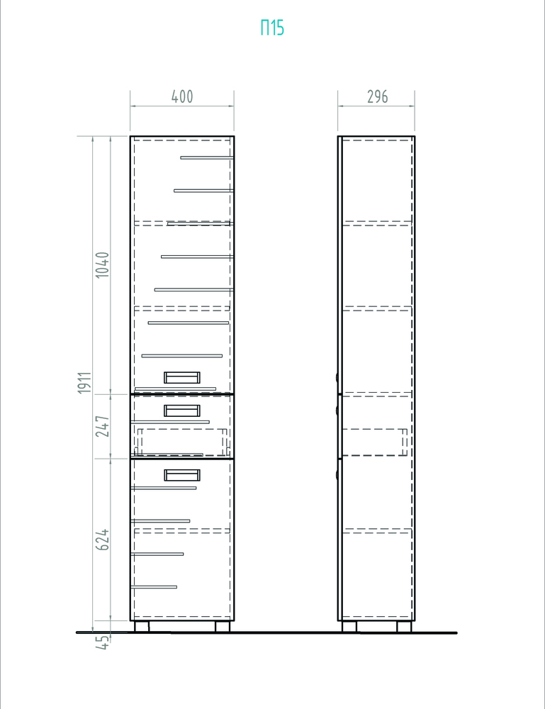 Пенал Diana400⨉300⨉1870 мм белый Santreyd sun-id-664558 - Вид №3