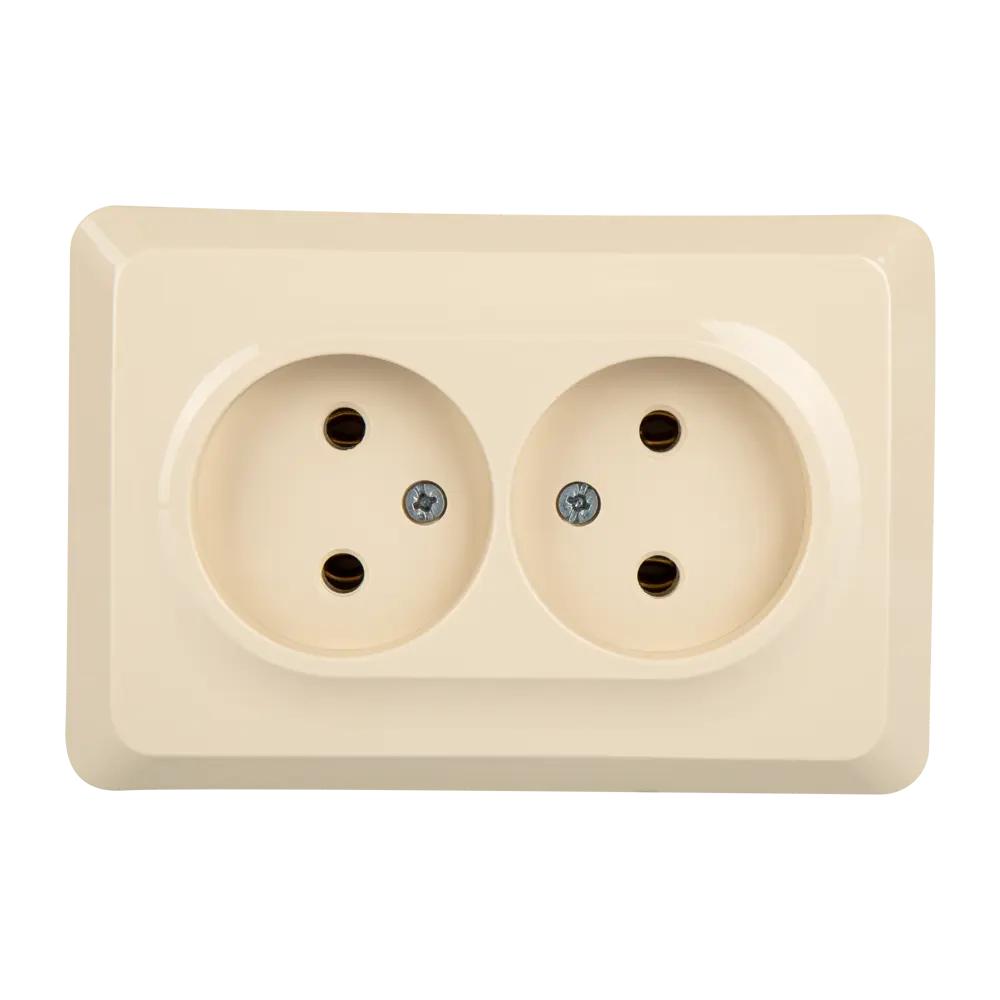 Двойная розетка SYSTEME ELECTRIC Этюд для скрытого монтажа в бежевом цвете 18036562 STLM-0009306