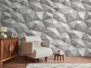 Геометрические обои из нетканого материала с эффектом цемента