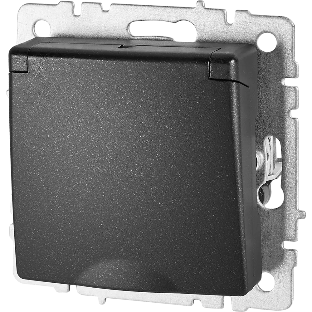 Розетка IEK Brite с защитными шторками и крышкой, черная 87761550 STLM-1115873 - Вид №1