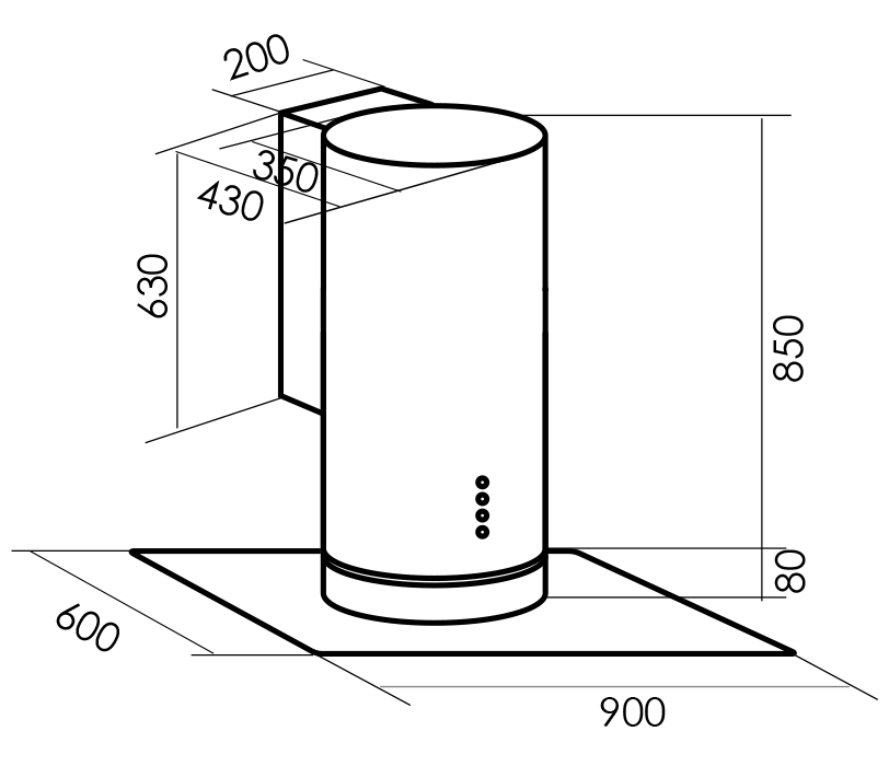 8130132 Вытяжка каминная MBS LILIA 190 GLASS серебристый/прозрачный STDN-0045460 - Вид №12