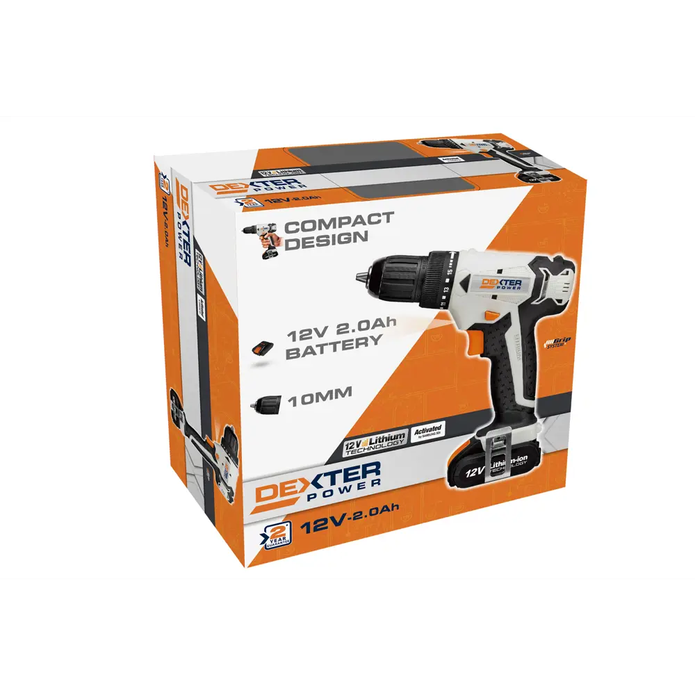Дрель-шуруповерт аккумуляторная Dexter Power CDT112LD.4, 12 В Li-ion 2 Ач 80133659 STLM-2029573  - Вид №7