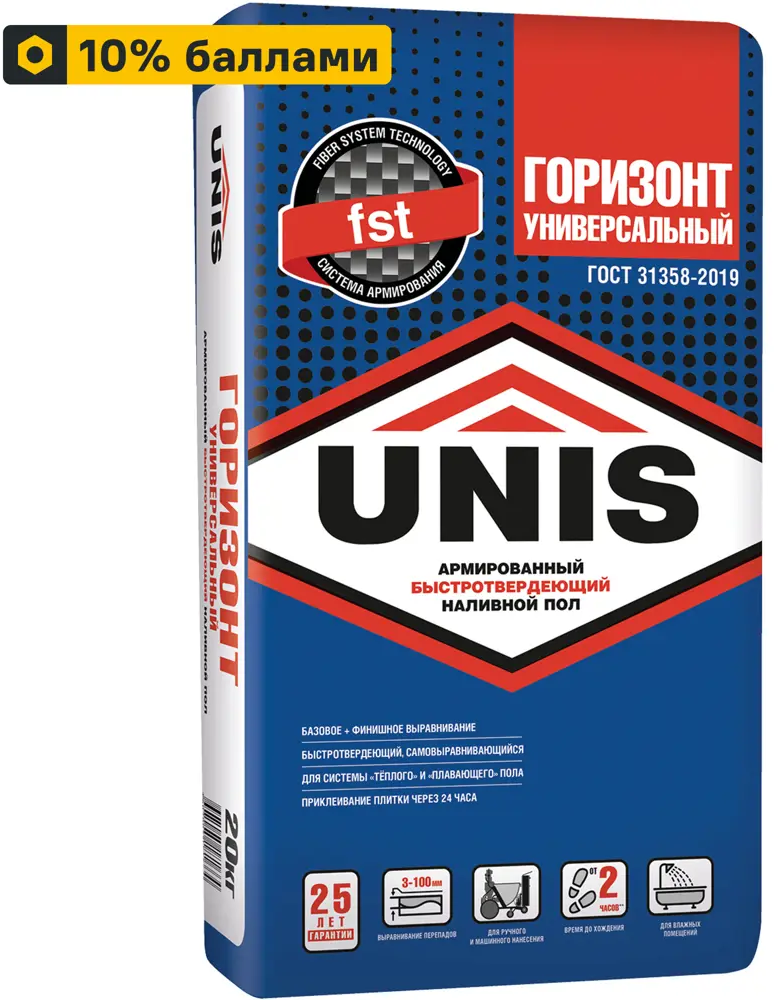 Unis Горизонт - быстротвердеющая смесь для идеально ровных полов 13401153