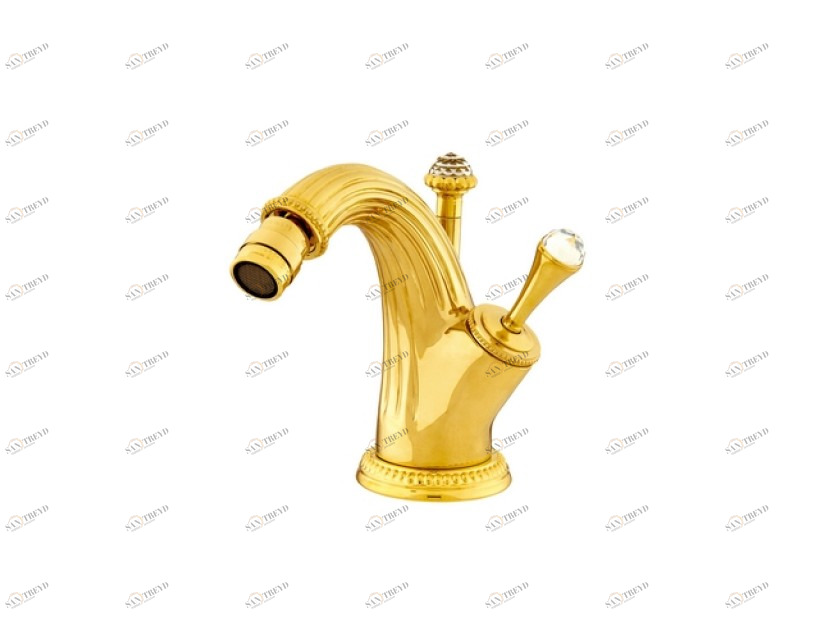 033223.000.52 Смеситель-джойстик-монолевер для биде с кристаллами сваровски Хром и золото 24К Mestre Artica