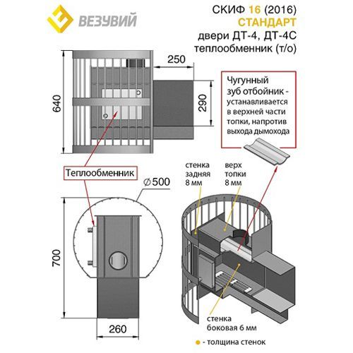 Печь для бани Везувий Скиф Стандарт 16 (ДТ-4) 2016 с теплообменником 3659 - Вид №1