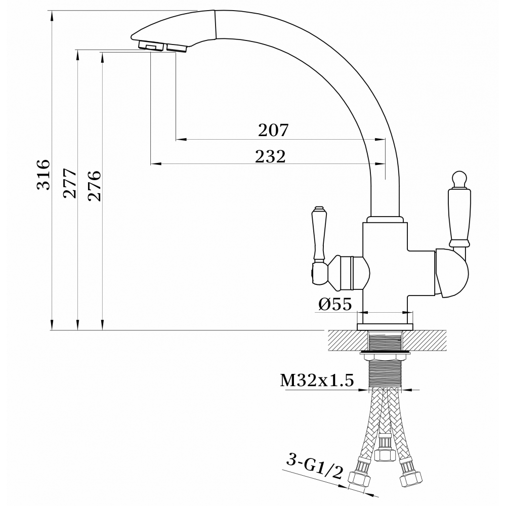GZ 16031F Смеситель для кухни с подключением к фильтру с питьевой водой Ganzer Белый Ganzer Германия 13994 - Вид №2