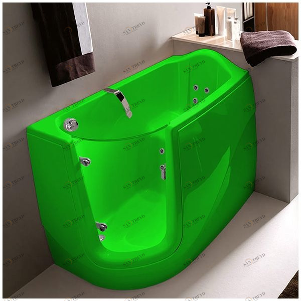 Ванна с гидромассажем GRUPPO TREESSE GEN-X V3317-DX зеленая угловая сидячая с дверью правосторонняя STDV3317DXZE