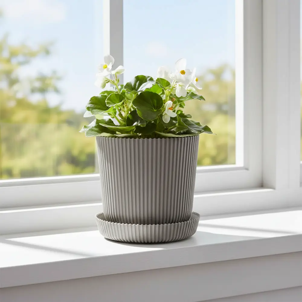 Горшок для цветов Тek.А.Тek 16x16x15.5 см v2.4 л пластик латте ТЕК.А.ТЕК Le Gaufre STLM-2095481 - Вид №2