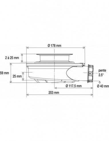 576000 000 00  Слив сверхплоский Ø90 мм, FLUSH 44л / мин, h 60 мм, без крышки Valentin  - Вид №3