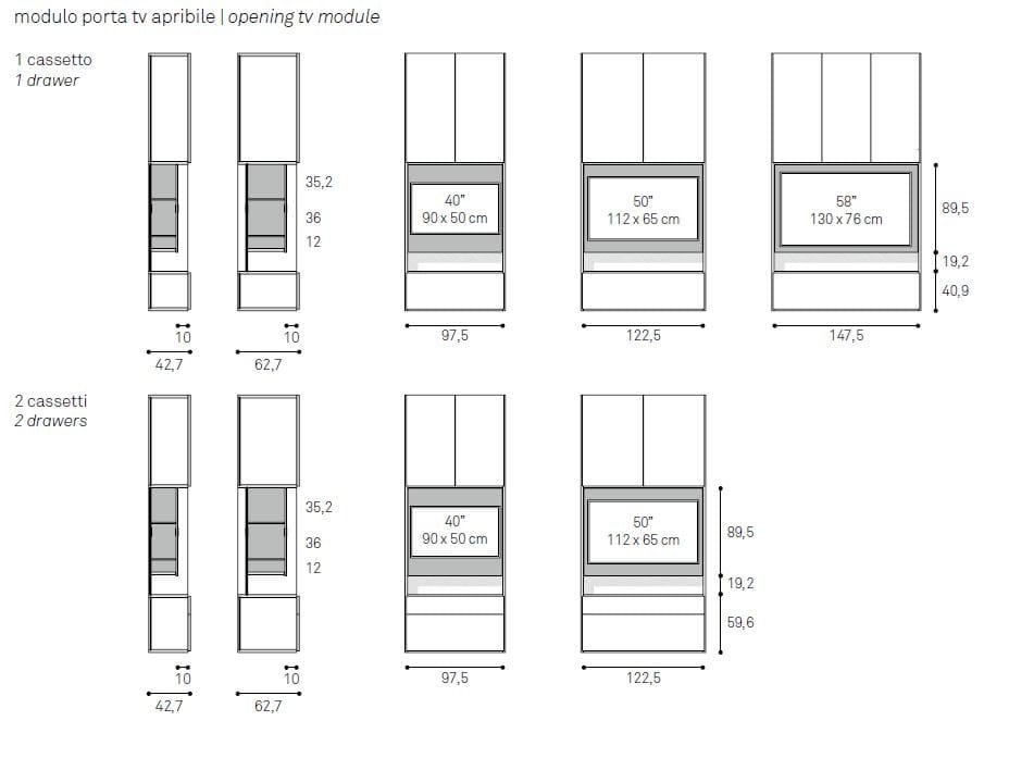 Стена оборудована открывающейся подставкой для телевизора Caccaro ARCH-00042813 - Вид №4