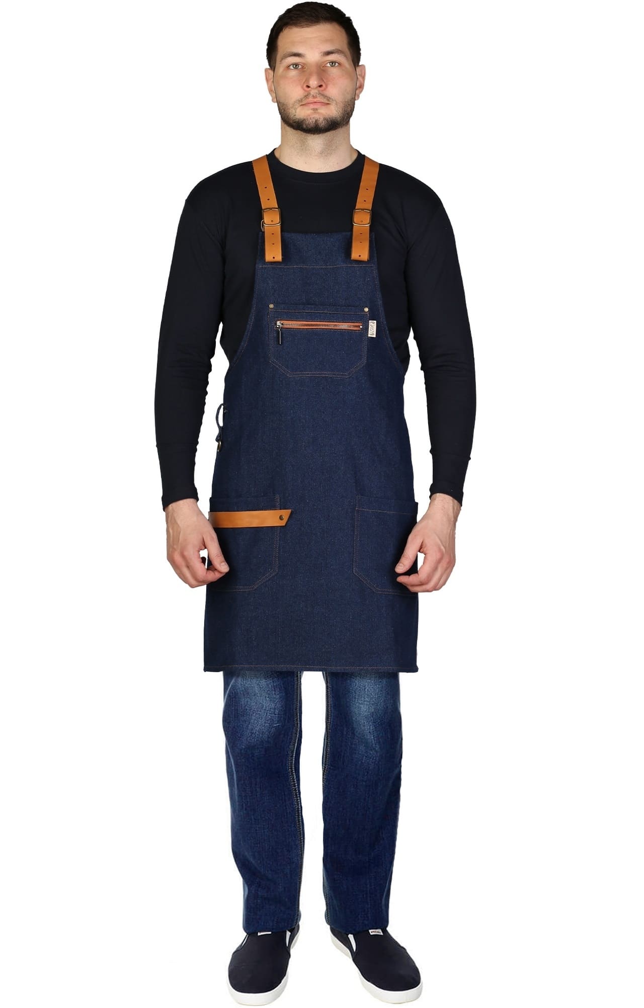 4956850 Фартук HÖĐR с нагрудником denim (джинсовый)  Одежда для официантов  размер Спецодежда  - Вид №2