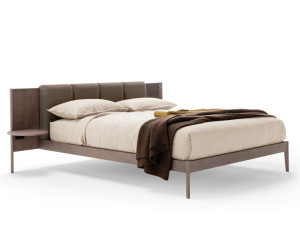 Деревянная двуспальная кровать со встроенными тумбочками