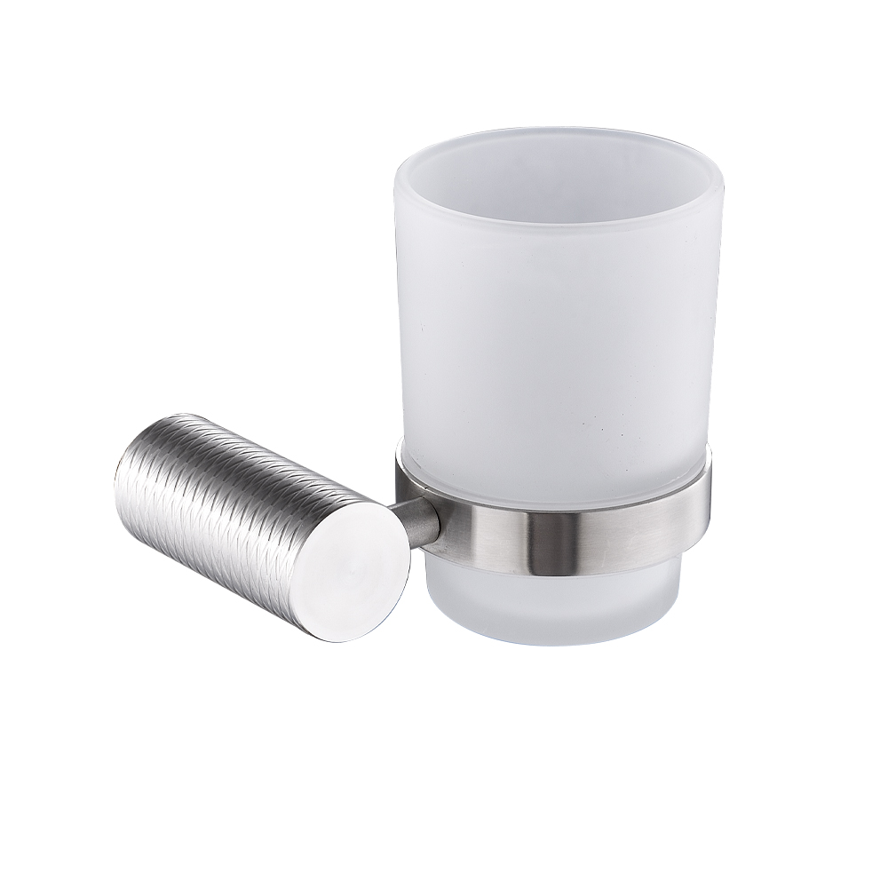 GFmark - Стакан стеклянный с креплением к стене, из нержавеющей стали с резным креплением, код: 81005 