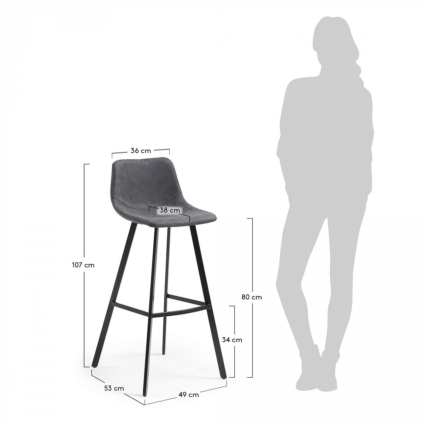 053348 Барный стул Andi графит La Forma Alve 