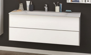 WUA331223(894/194-307) Puris Ice Line, тумба под раковину с открытием PUSH 1200 мм, цвет белое матовое стекло