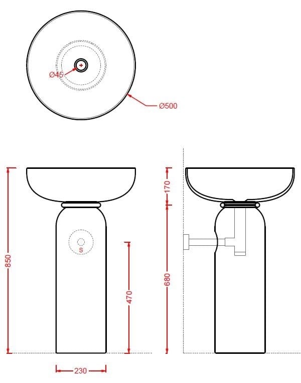 Керамическая круглая отдельно стоящая раковина ArtCeram Jolie ARCH-00022398 - Вид №8