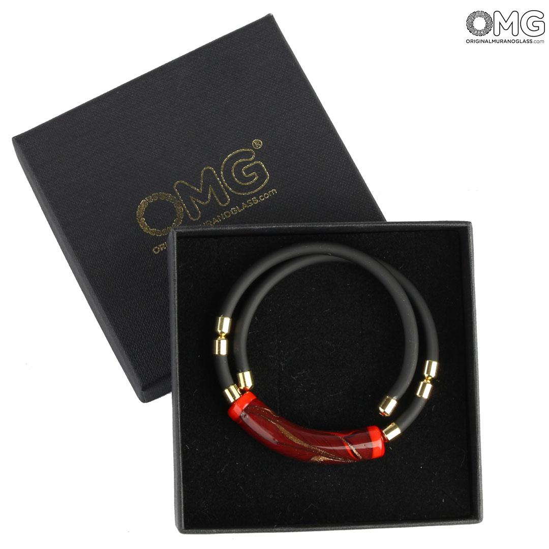 4258 ORIGINALMURANOGLASS Браслет Фиамминго - красный с авантюрином - муранское стекло OMG 18 см  - Вид №1