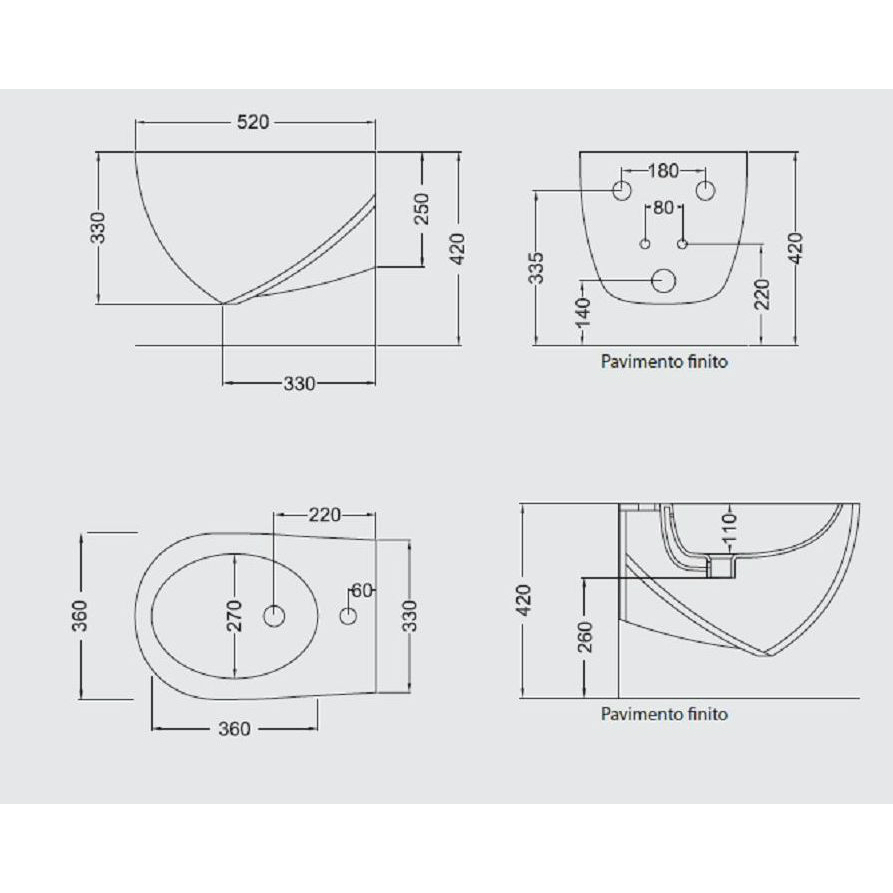 19010 Биде подвесное ABC Ceramica Hidra - Вид №2