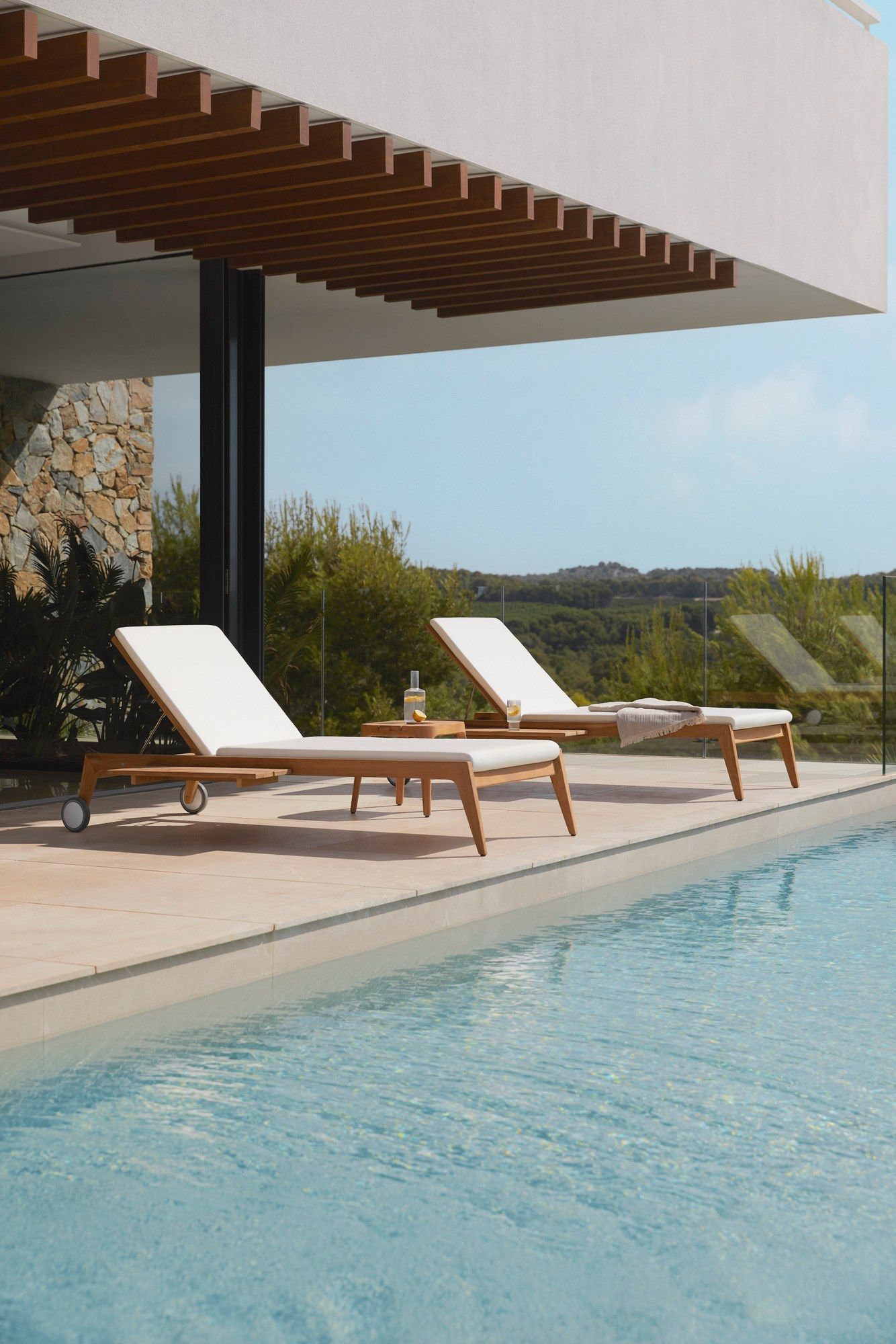 Садовая кровать с откидной спинкой из тикового дерева с колесами POINT Paralel ARCH-00036556 - Вид №7