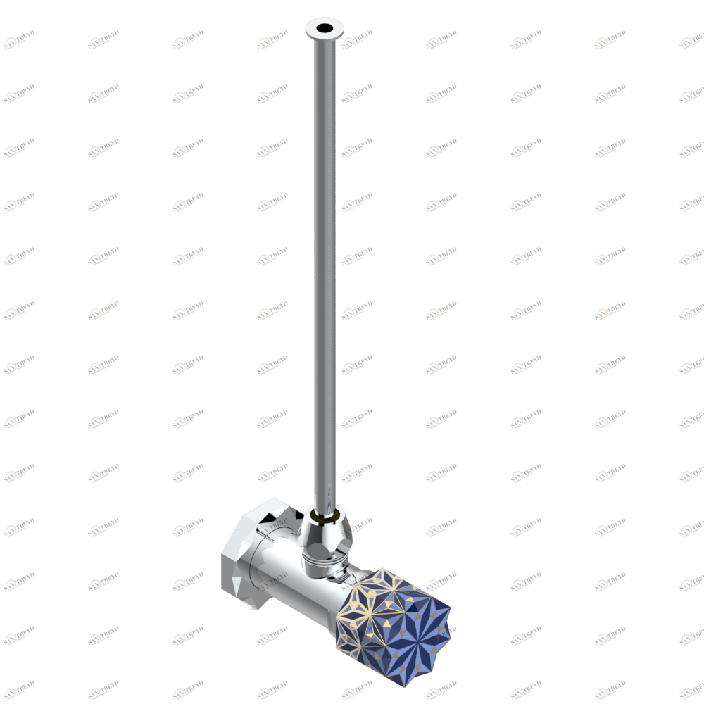 U2L-181/S Кран запорный 1/2" стильный регулируемый с 30 cм трубкой Thg-paris Nihal porcelaine bleue Матовый никель U2L-181/S CAT.C