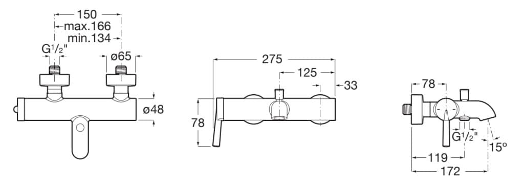Латунный смеситель для душа / смеситель для ванны Roca Pals ARCH-00111810 - Вид №1