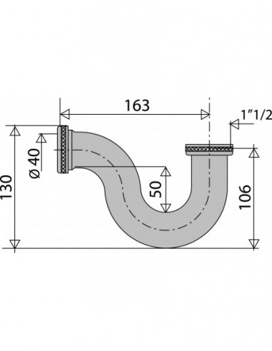 365200 009 00  Сифон для мойки с очень высоким расходом, нерегулируемый, Д. 40 мм, h. 130 мм, латунь Valentin Медь  - Вид №2