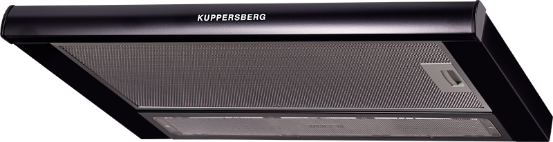 SLIMLUX II 60 SG Встраиваемая вытяжка, ширина 60 см, отвод/рециркуляция, 550 м3/час, механическое управление, 3 скорости, освещение 2х40 вт, металлические жироулавливающие фильтры, угольный фильтр с3с (опция), 38-54 дб, цвет черный ( португалия ) Kuppersb Santreyd  - Вид №1