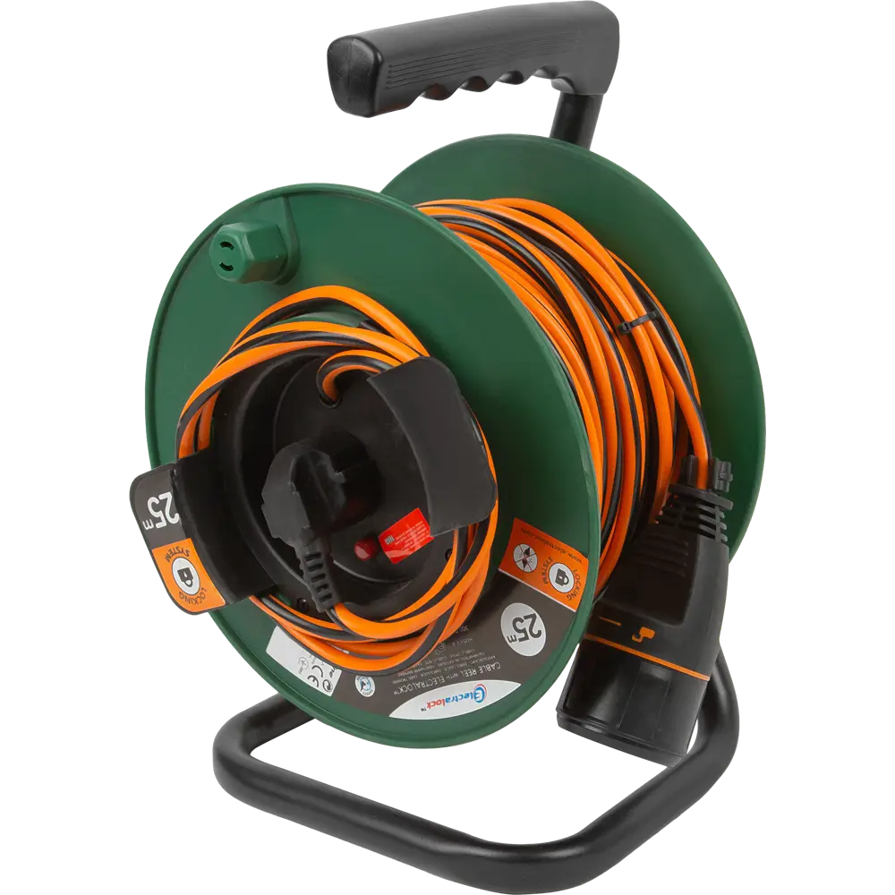 Удлинитель с заземлением на катушке Electraline Electralock 1 розетка, 25 м STLM-2108651