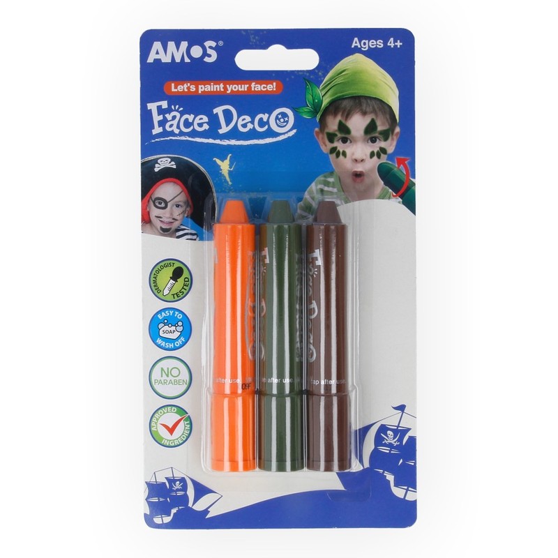 22831 Мелки грим декор 3 цв. "Робин-Гуд" 3 цвета, 12/144 AMOS 