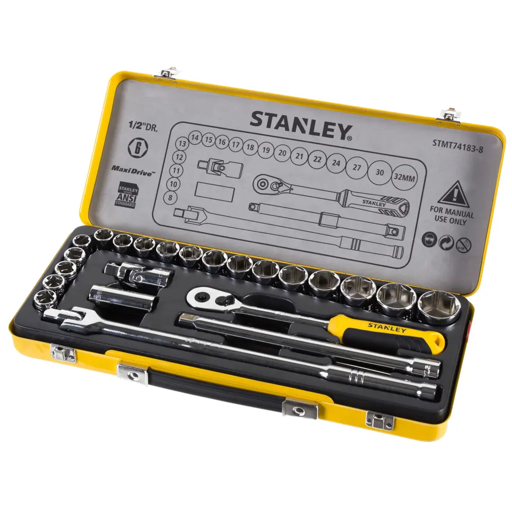 Набор торцевых головок с ключом Stanley STMT74183-8 1/2 дюйма, 24 шт STLM-2084293