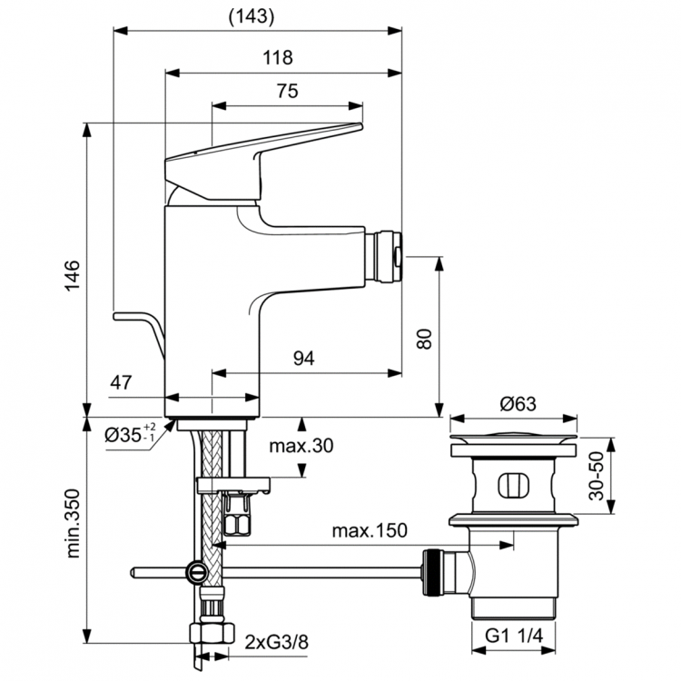 BD278AA Смеситель для биде Ideal Standard CERAPLAN  - Вид №5