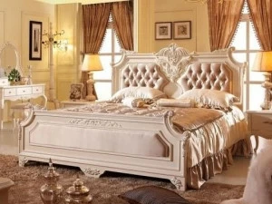 Arrediorg.it® Кровать King size из дерева с тафтинговым изголовьем Bella