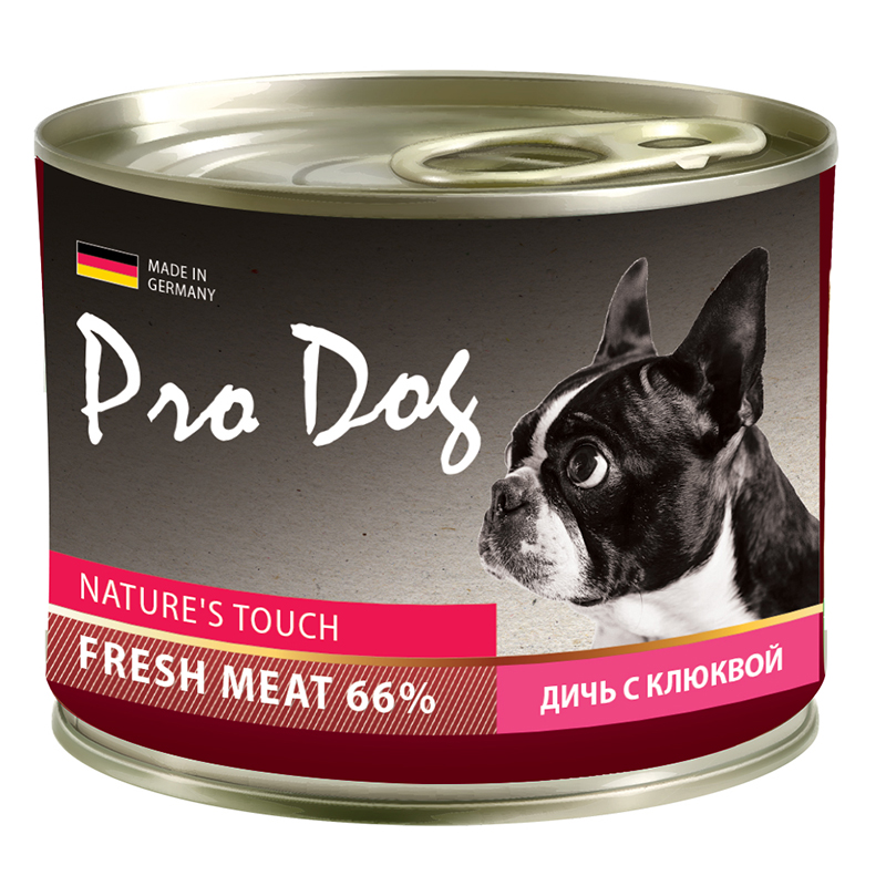 ПР0029840 Корм для собак дичь, клюква конс. 200г PRO DOG 