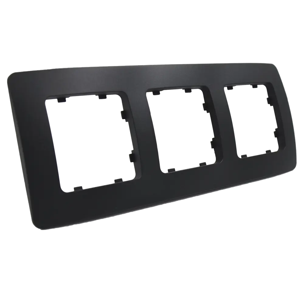 Рамка для розеток и выключателей Hegel 3 поста цвет черный STLM-2175149 - Вид №1