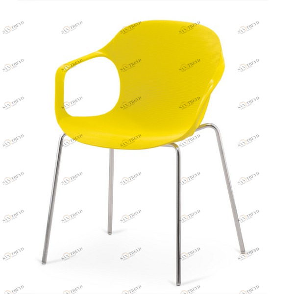 Стул с подлокотниками пластиковый желтый Larry Yellow AFINA ДИЗАЙНЕРСКИЕ, МЕБЕЛЬ ДЛЯ ЛЕТНЕГО КАФЕ 130431 Желтый 