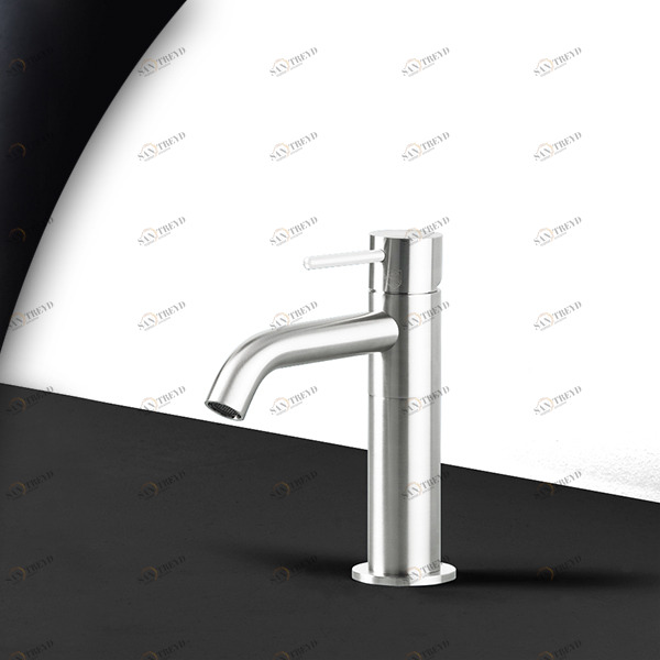 Смеситель для раковины сталь глянцевая с белой ручкой Toki Radomonte TKS1LCIL11