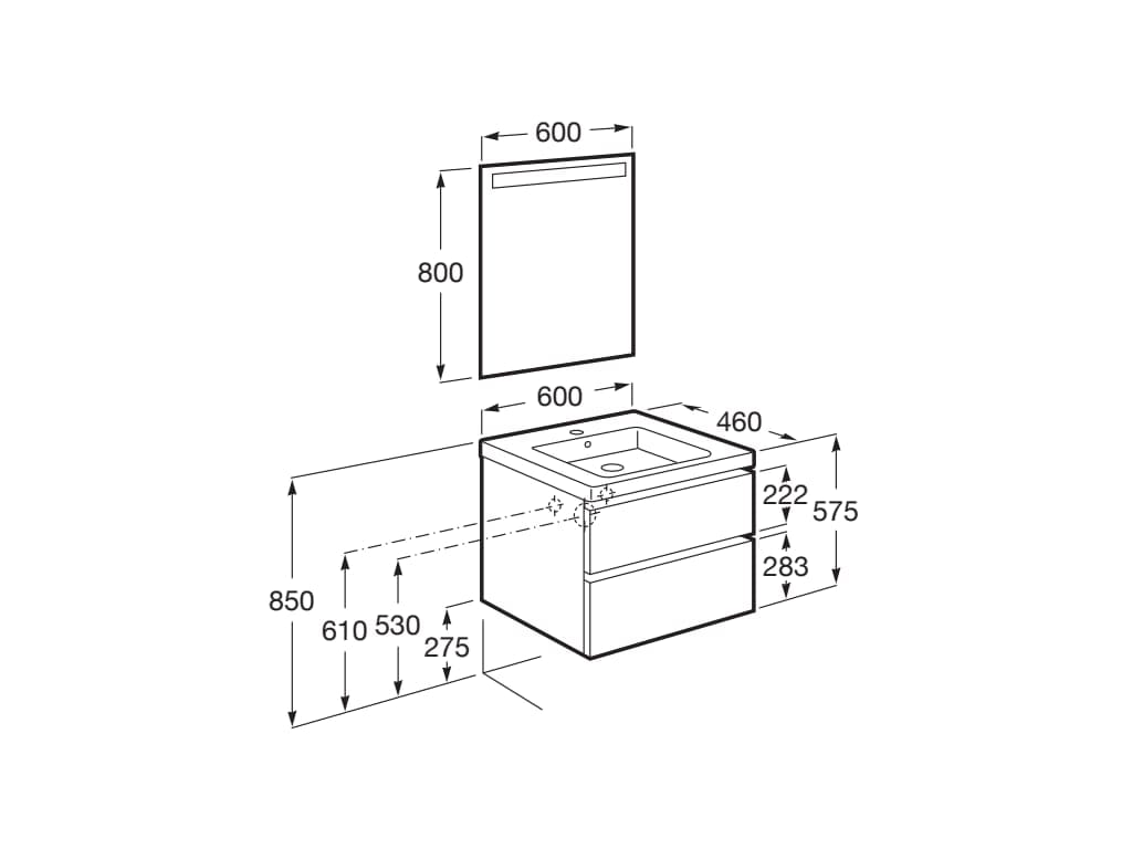Деревянный шкаф для умывальника со встроенной раковиной Roca The Gap ARCH-00126948 - Вид №27