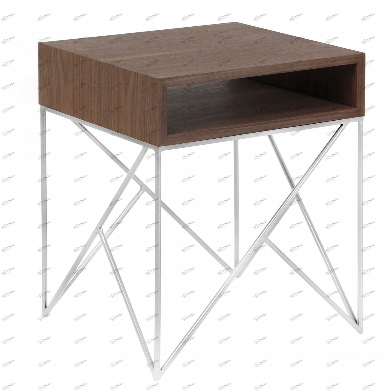 Прикроватная тумбочка дизайнерская американский орех с серебром Prince INTELLIGENT DESIGN  261065 Коричневый 