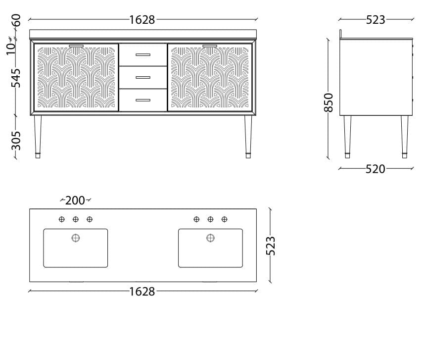 Деревянный двойной умывальник с ящиками Park Avenue CORA 3S ARCH-00133673 - Вид №6