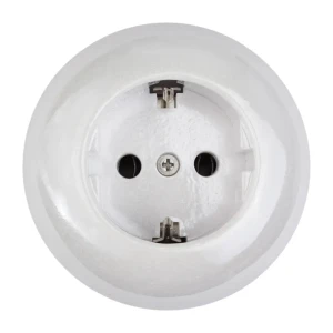 Розетка накладная Electraline Bironi Ретро с заземлением керамика цвет белый