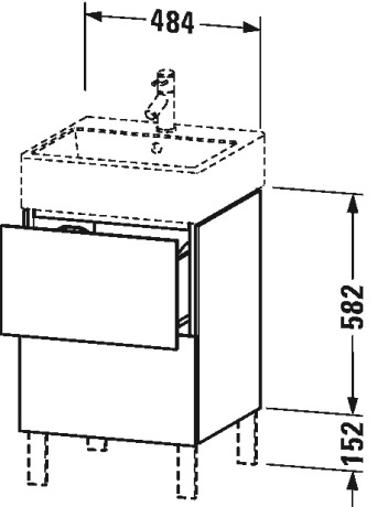 LC677405353 Тумбочка напольная L-Cube #LC6774 484 x 459 мм Каштан темный, декор Duravit - Вид №1