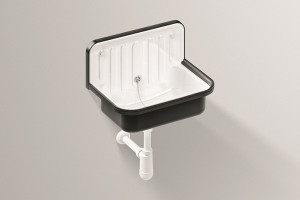 1205000180 Сливная раковина, ag.stahlform 510ü, матовая черная / глянцевая белая Alape Серия AG