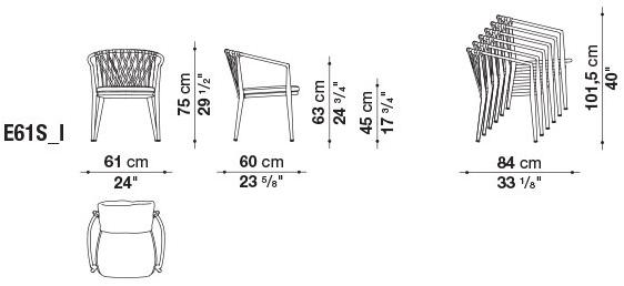 B&B Italia Outdoor Садовый стул из мягкой ткани с подлокотниками Erica sun-id-1439866 - Вид №3