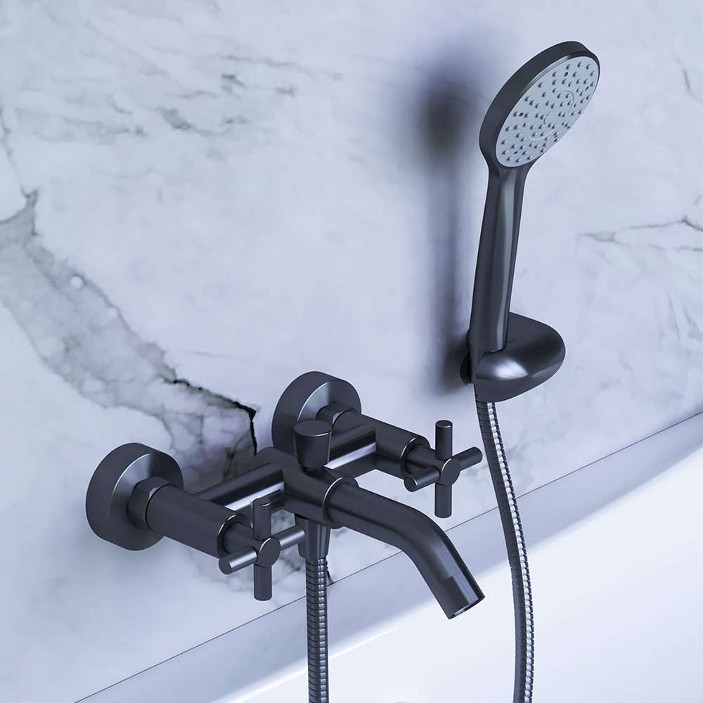 914510000 Graphite душевой набор: 100 мм 1ф наст. держатель шланг 15м Damixa Eclipse