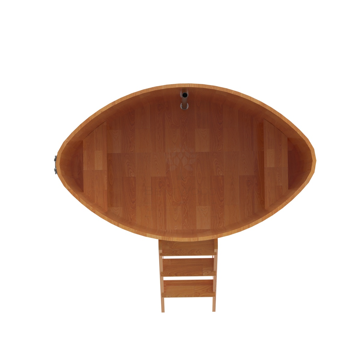 1550 Купель овальная из сращенных ламелей лиственницы 1,15х1,83х1,2 натуральная Alyarus  - Вид №4