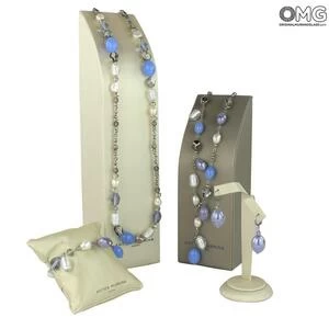 3947 ORIGINALMURANOGLASS Набор украшений Фиалка - Коллекция Antica Murrina - муранское стекло OMG  см