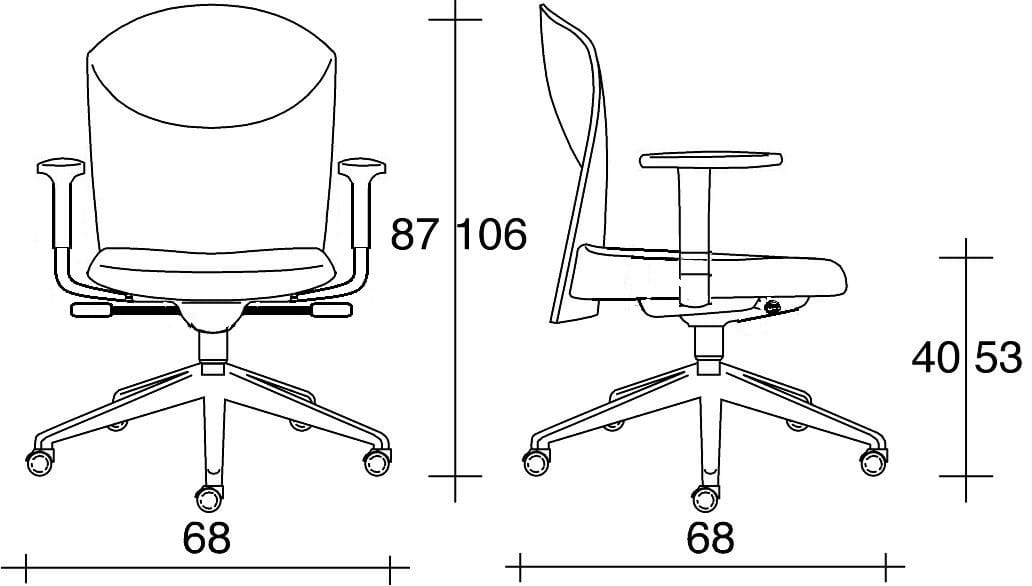 Офисное кресло из ткани с колесами и подлокотниками с 5 спицами TALIN Vulcan ARCH-00002575 - Вид №1