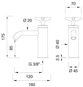 Ceadesign Гидропрогрессивный смеситель для раковины на одно отверстие из нержавеющей стали Cross Crx 43 - Вид №1
